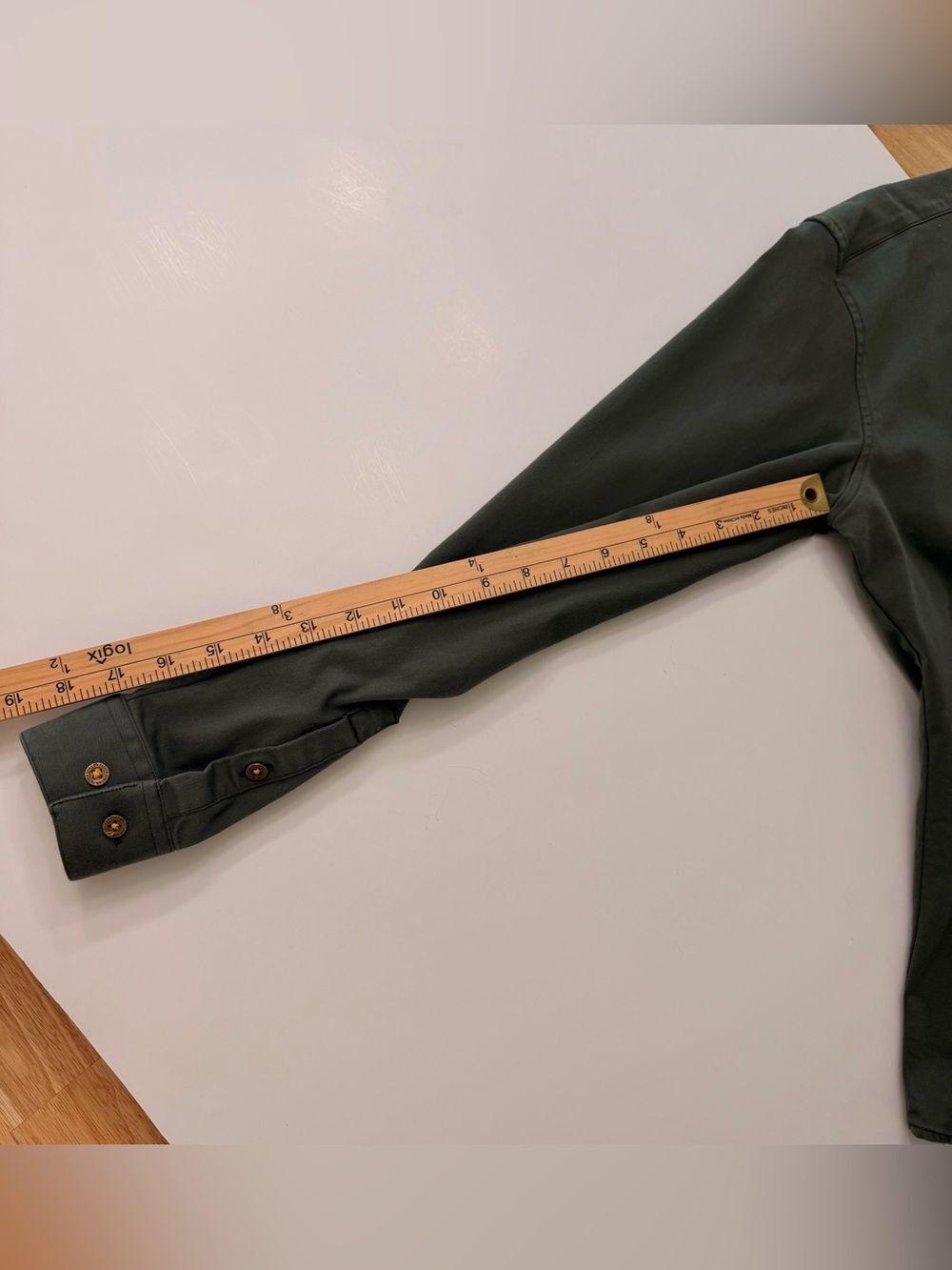 Father & Sons Olive Green Stretch Slim Fit Mandarin Grandad Collar Shirt M - Picture 9 of 9